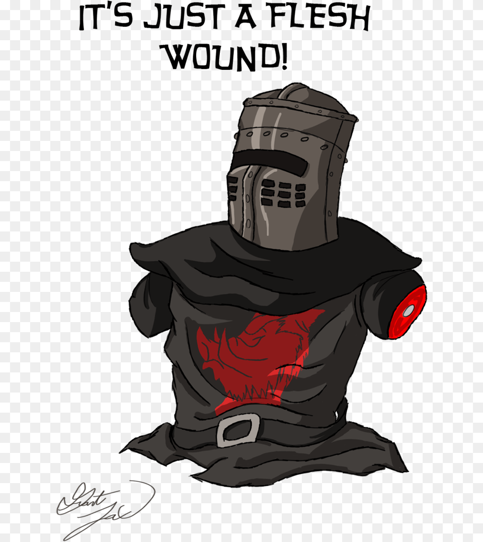 Deviant Art Portrayal Of The Famously Dismembered Black Black Knight Monty Python Cartoon, Clothing, T-shirt, Adult, Male Png Image