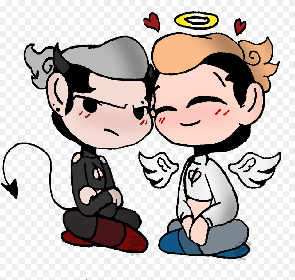 Devil And Angel Bois Clipart Download Cartoon, Baby, Person, Face, Head Png