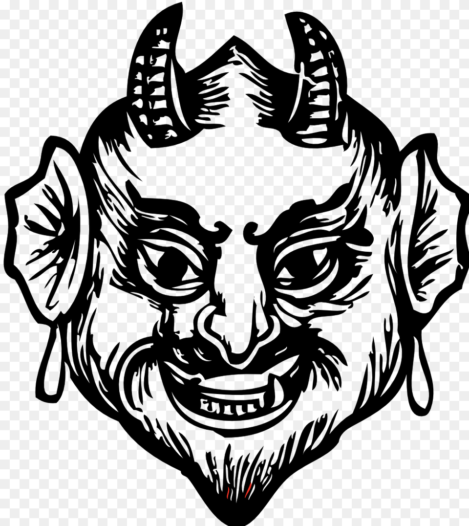 Devil Black And White Clip Art, Stencil, Person, Drawing Png Image