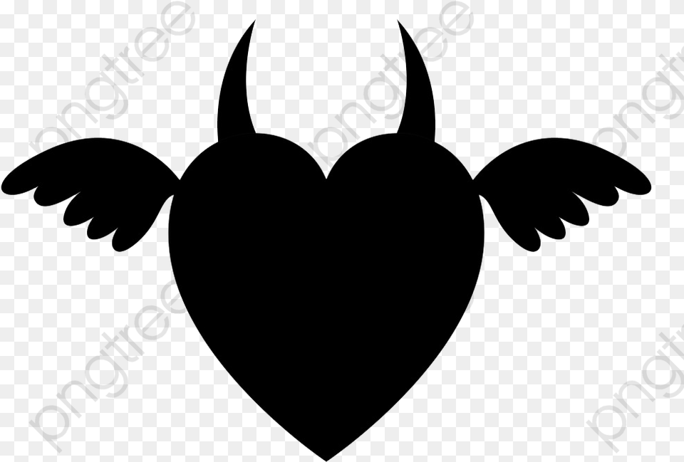 Devil Black Heart Heart, Stencil, Silhouette, Accessories, Jewelry Free Png