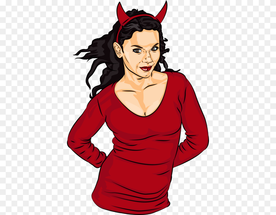 Devil Demon Female Woman Satan Naughty Girl Vector, Adult, Sleeve, Person, Long Sleeve Png