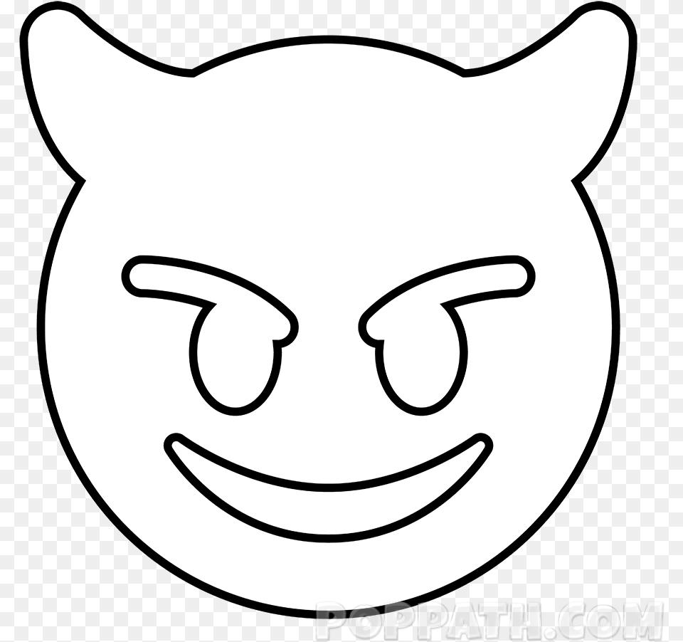 Devil Emoji Black And White, Stencil Free Png Download