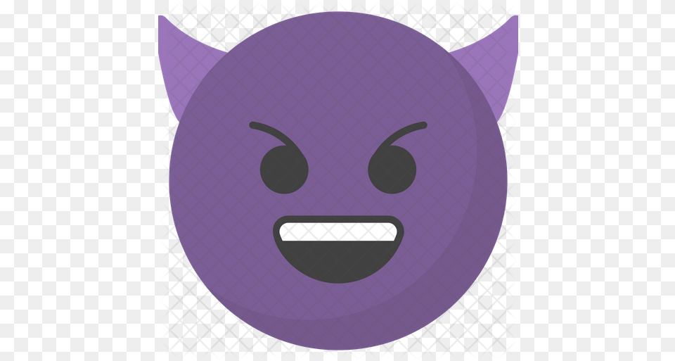 Devil Face Emoji Icon Cartoon, Purple, Animal, Cat, Mammal Free Png