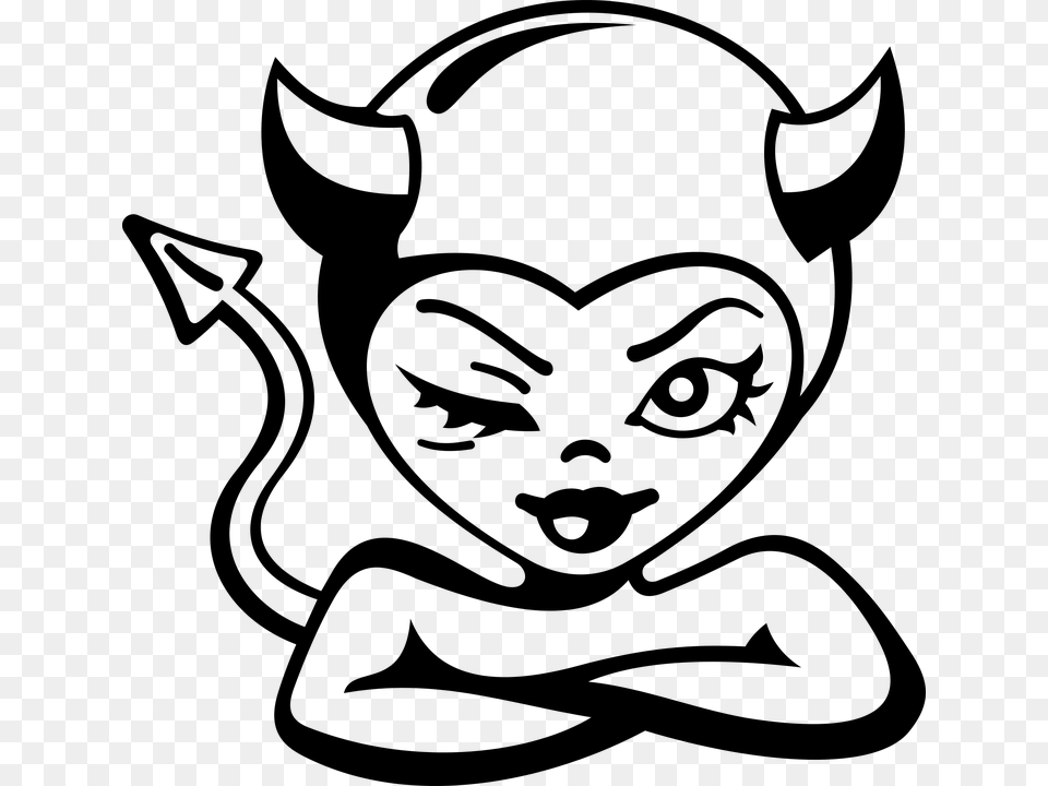 Devil Flirt Girl Imp Woman Devil Girl Vector, Gray Png Image