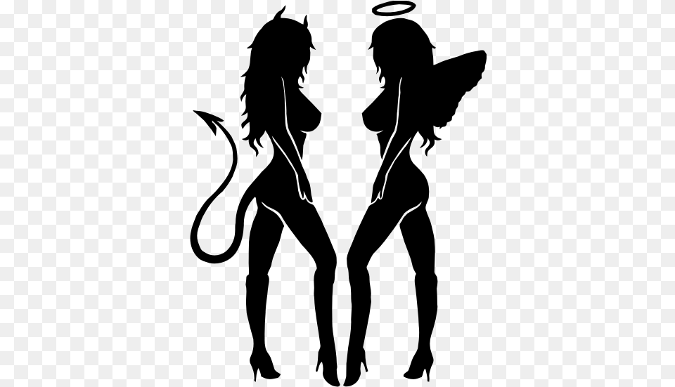 Devil Girl And Angel Girl, Gray Png