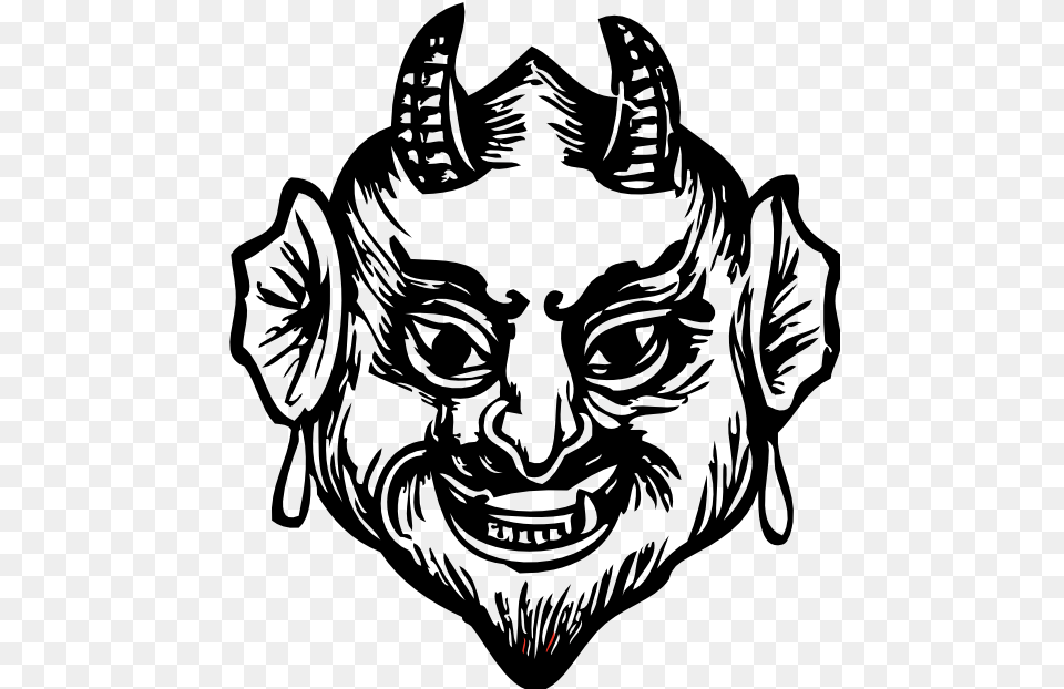 Devil Head Clipart Black And White, Stencil, Art, Person, Drawing Free Transparent Png