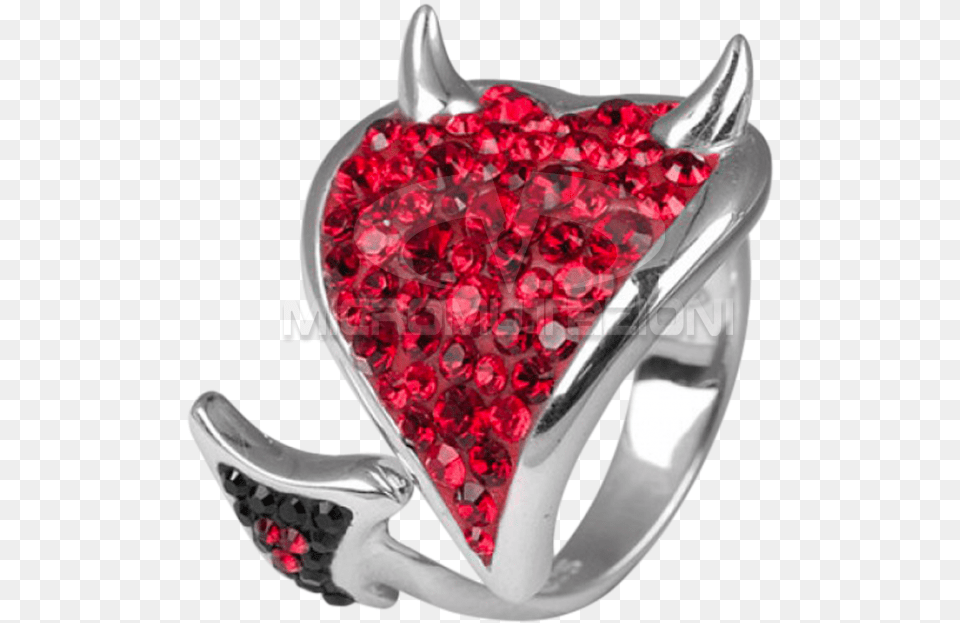 Devil Heart Ring, Accessories, Jewelry, Gemstone, Silver Png Image