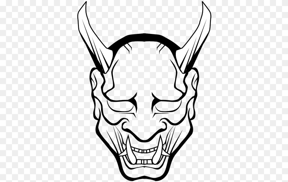 Devil Horns Drawing At Getdrawings Oni Mask, Stencil, Electronics, Hardware, Animal Free Png
