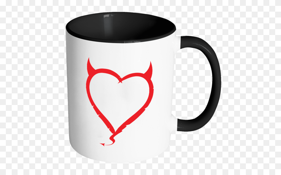 Devil Horns Heart Color Accent Coffee Mug J S Graphics, Cup, Beverage, Coffee Cup Free Png