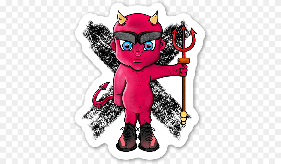 Devil In Yeezys Sticker Cartoon, Baby, Person, Weapon Png
