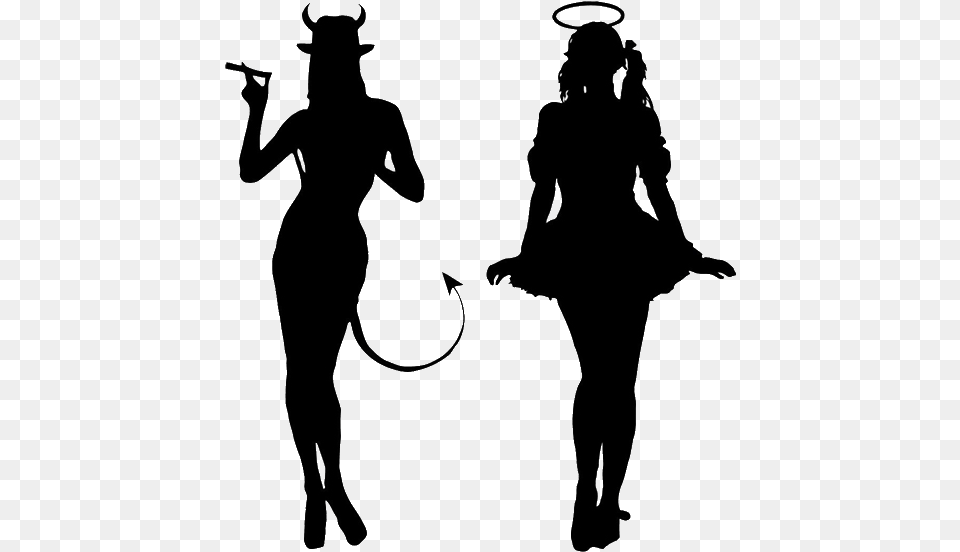 Devil Shoulder Angel Decal Clip Art Angel And Devil Silhouette Adult, Female, Person, Woman Free Transparent Png