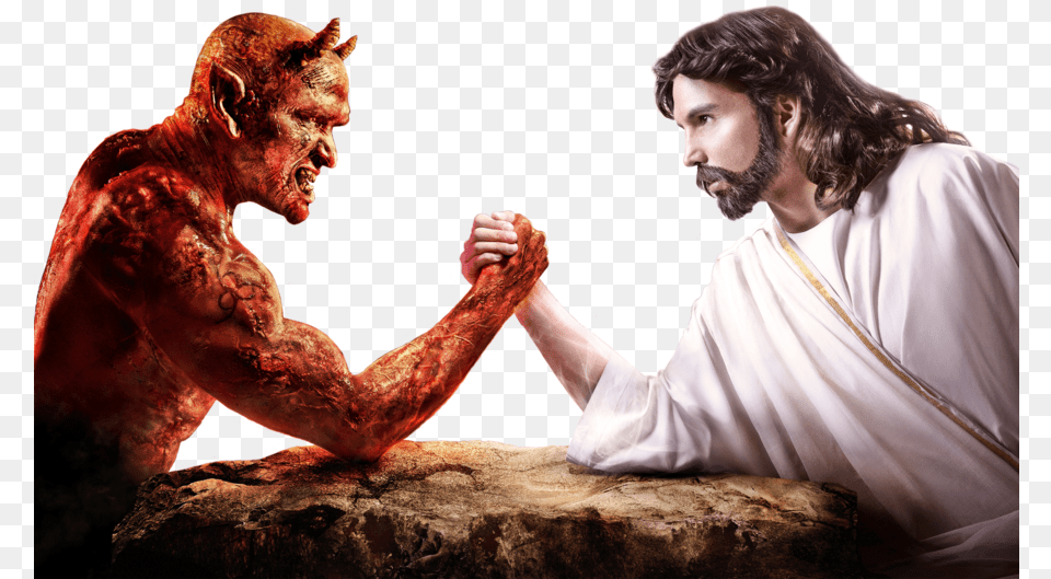 Devil Vs God Movdata Jesus Satan Arm Wrestling, Body Part, Person, Finger, Hand Png Image