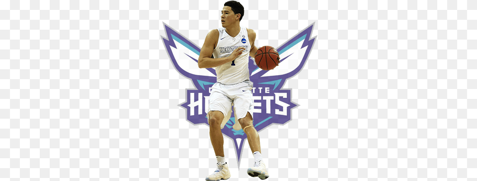 Devin Booker Sg Kentucky Ht Charlotte Hornets Logo, Ball, Sport, Person, Male Free Png Download