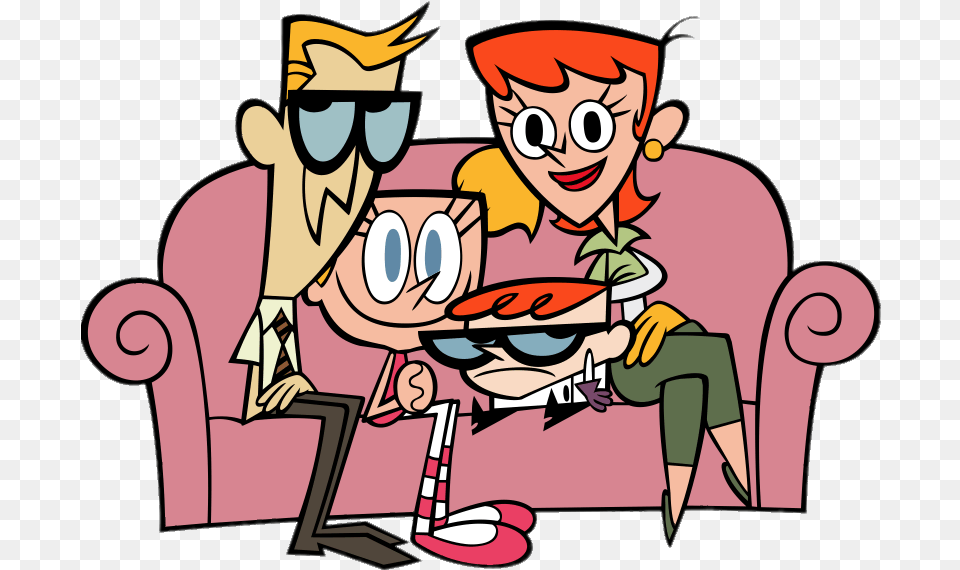 Dexter And Dee In Sofa With Parents, Book, Comics, Publication, Baby Png
