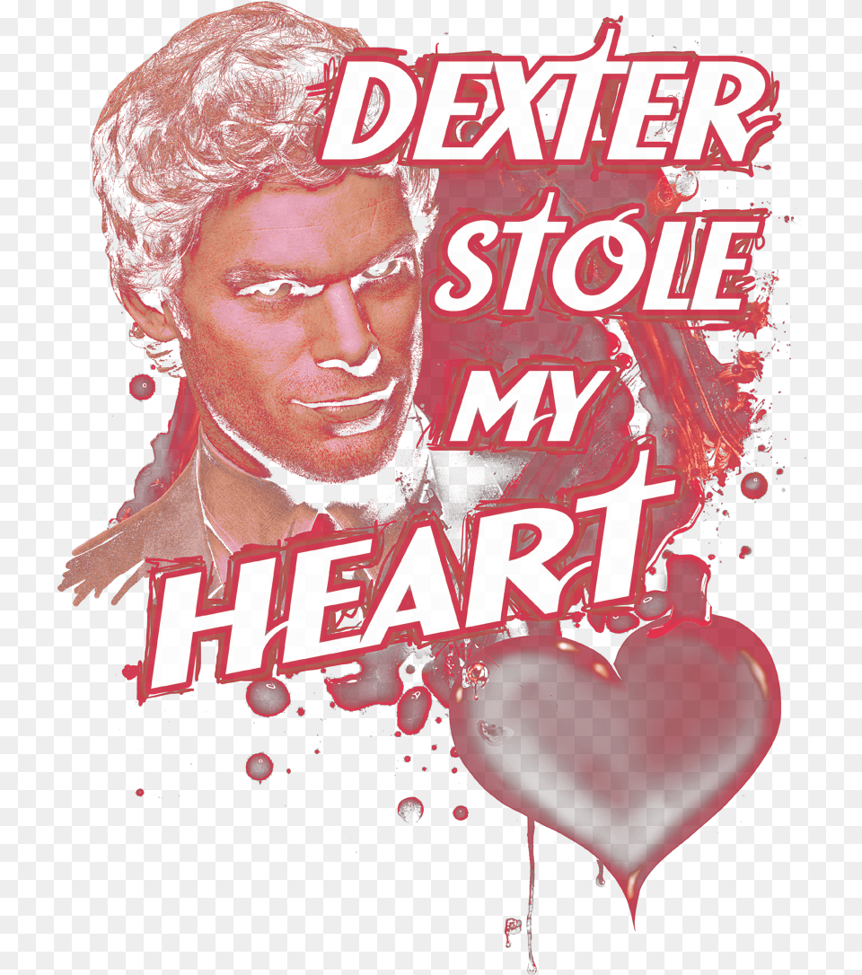 Dexter Bloody Heart Menu0027s Slim Fit T Shirt Poster, Publication, Book, Advertisement, Person Png
