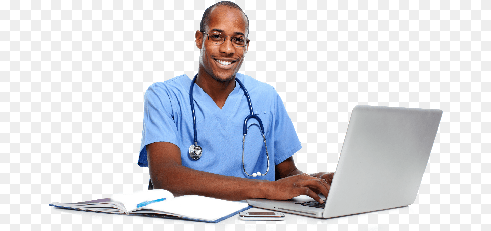 Dhaphir 366 26 Kb Doctor Using Computer Banner, Book, Publication, Adult, Person Png Image
