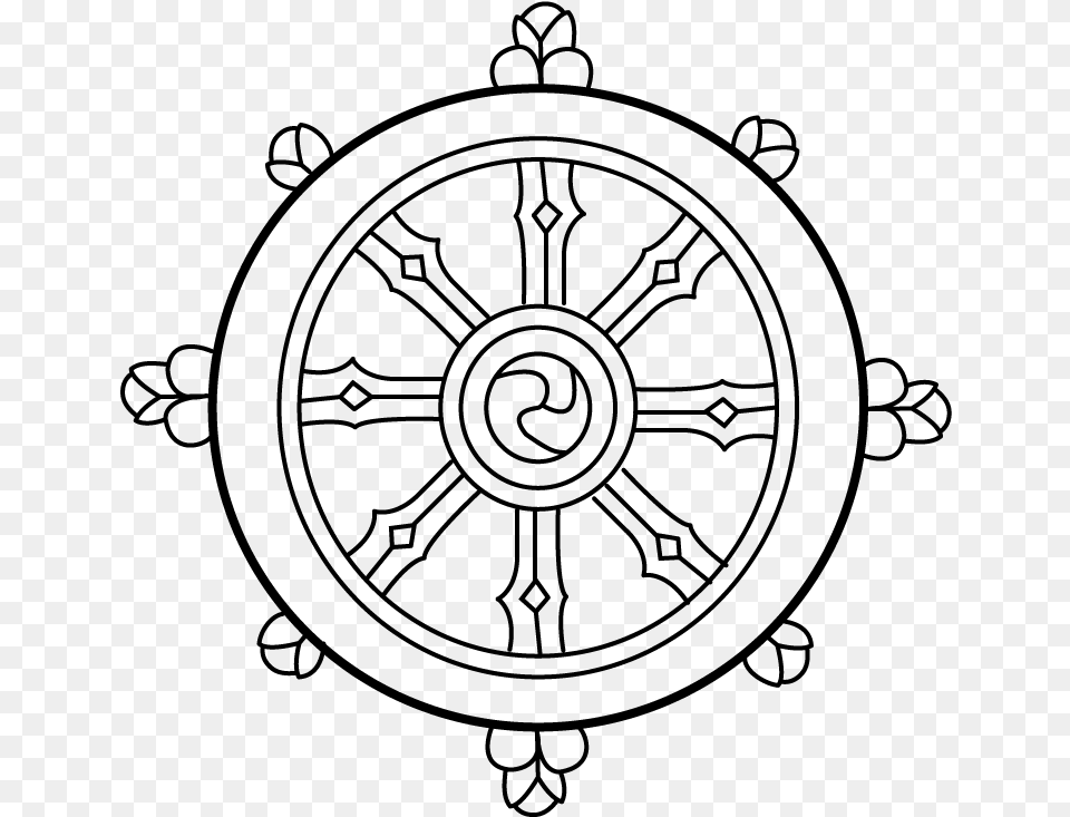 Dharma Wheel Buddhism Symbol, Gray Png Image