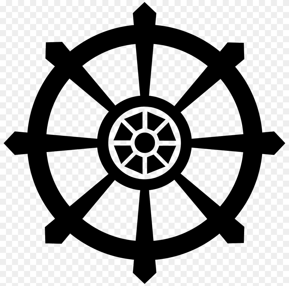 Dharma Wheel Silhouette, Machine, Cross, Symbol Png Image