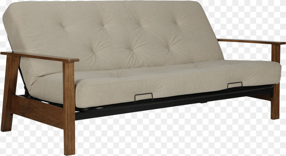 Dhp Bergen Wood Arm Futon With 6quot Coil Mattress Tan Dhp Bergen Futon, Couch, Cushion, Furniture, Home Decor Free Transparent Png