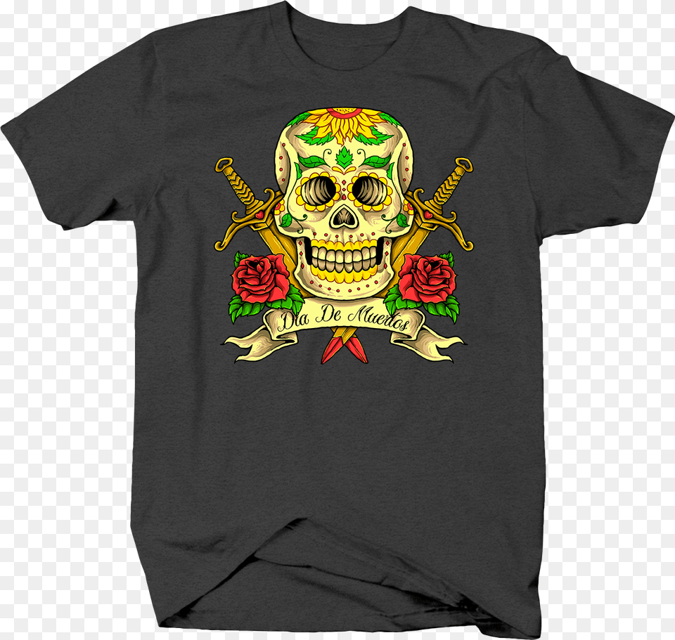 Dia De Los Muertos Sugar Skull And Swords Day Of The Shirt, Clothing, T-shirt Free Png