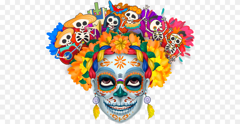 Dia De Muertos, Carnival, Crowd, Person, Mardi Gras Free Png Download