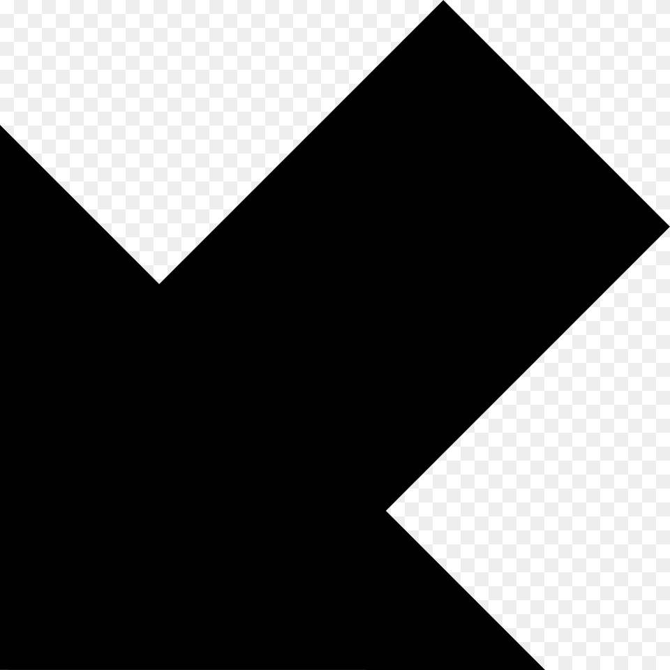 Diagonal Left Arrow Pointing Down Down Diagonal Arrow, Silhouette, Symbol, Cross Png
