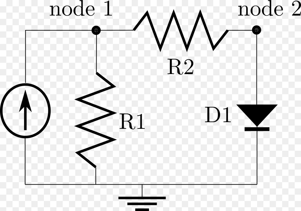 Diagram Of A Simple Circuit With Two Resistors And Circuit With One Resistor And One Diode, Gray Png