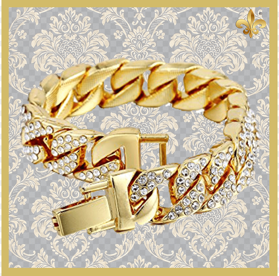 Diamond Amp Gold Cuban Link Bracelet Hand Bracelet For Boy Gold, Accessories, Jewelry, Ornament Png