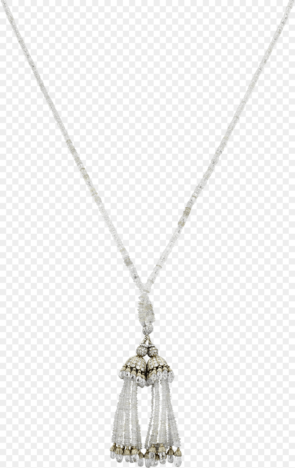 Diamond And 18k White Gold Double Tassel Necklace Locket, Accessories, Jewelry, Pendant, Gemstone Free Png Download
