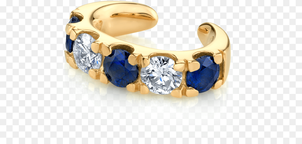 Diamond And Blue Sapphire Classic Ear Cuff Sapphire, Accessories, Gemstone, Jewelry Free Png Download