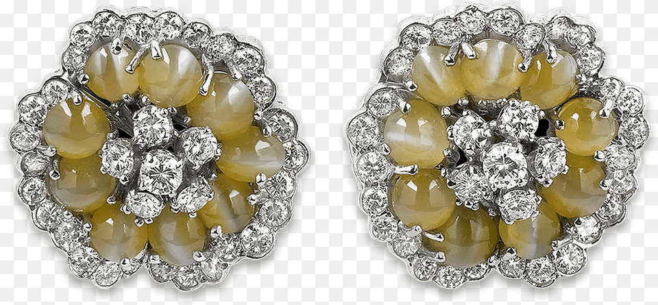 Diamond And Chrysoberyl Cat S Eye Earrings Earrings, Accessories, Earring, Jewelry, Gemstone Free Transparent Png