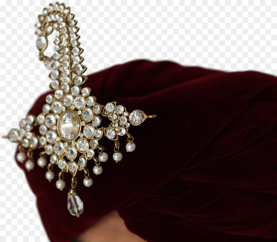 Diamond And Gold Turban Broach Kalgi Headpiece Free Transparent Png