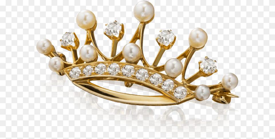 Diamond And Pearl Crown Brooch Tiara, Accessories, Jewelry, Gemstone, Chandelier Free Png Download