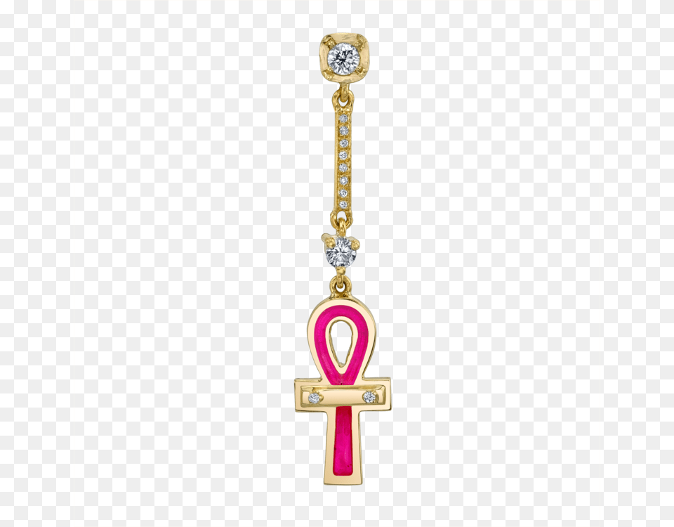 Diamond And Pink Ankh Drop Earring, Accessories, Jewelry, Pendant Free Transparent Png