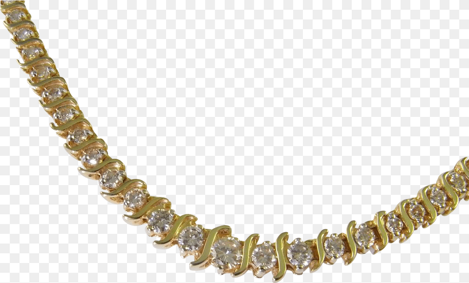 Diamond Chain Picture Mens Curb Flat Chain Necklace Gold, Accessories, Gemstone, Jewelry Free Png