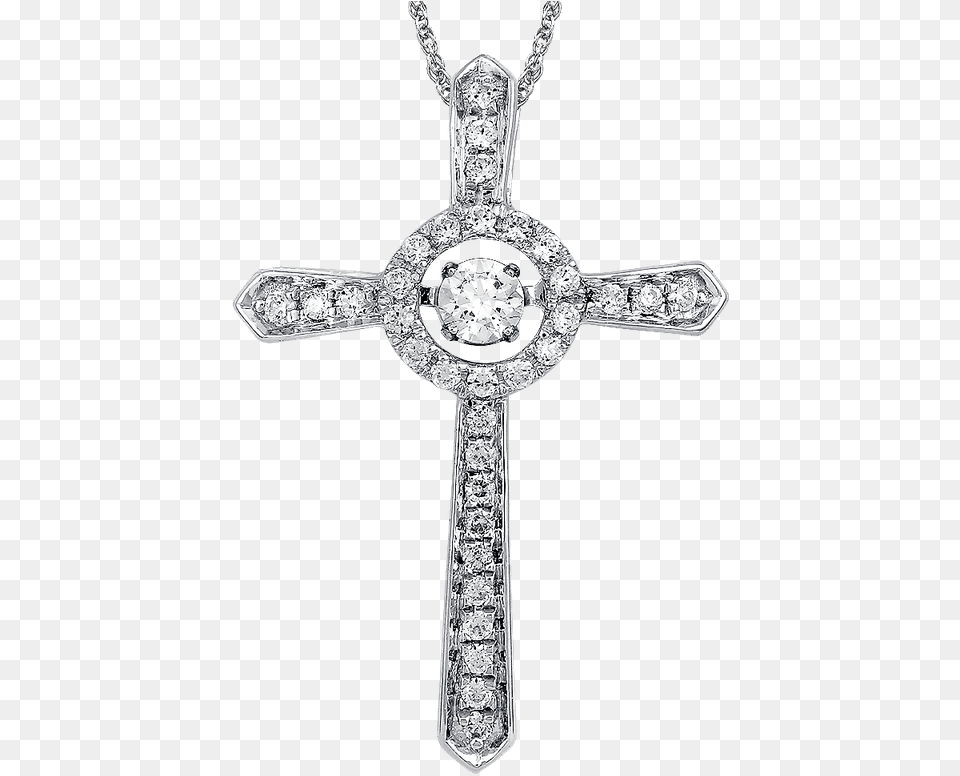 Diamond Cross Pendant In 14k White Gold Locket, Accessories, Symbol, Gemstone, Jewelry Free Png Download