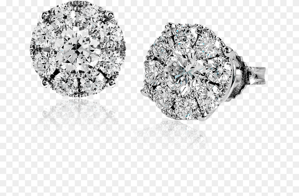 Diamond Earring 18k Diamond Cluster Earrings, Accessories, Gemstone, Jewelry Free Png Download