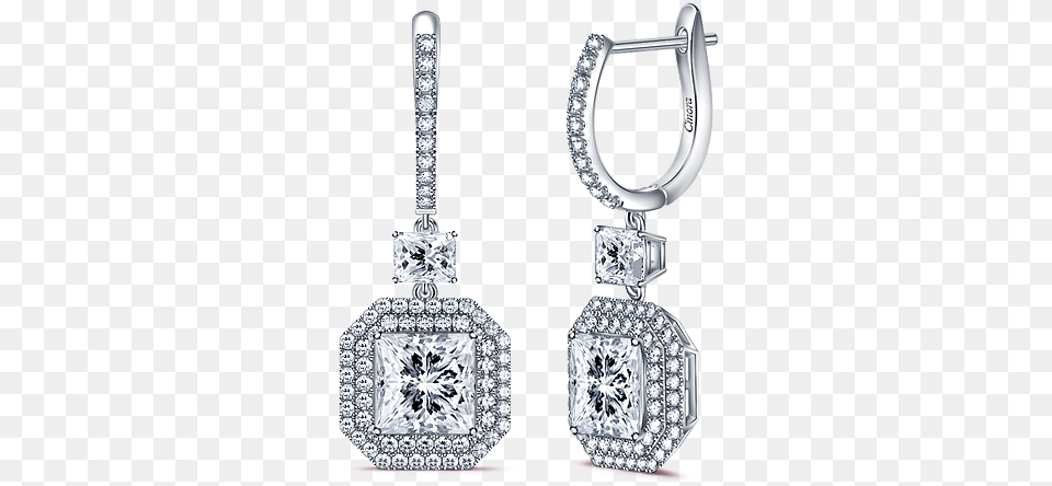 Diamond Earrings Fancy Cut Radiant With Princess Diamond Center Double, Accessories, Earring, Gemstone, Jewelry Png Image