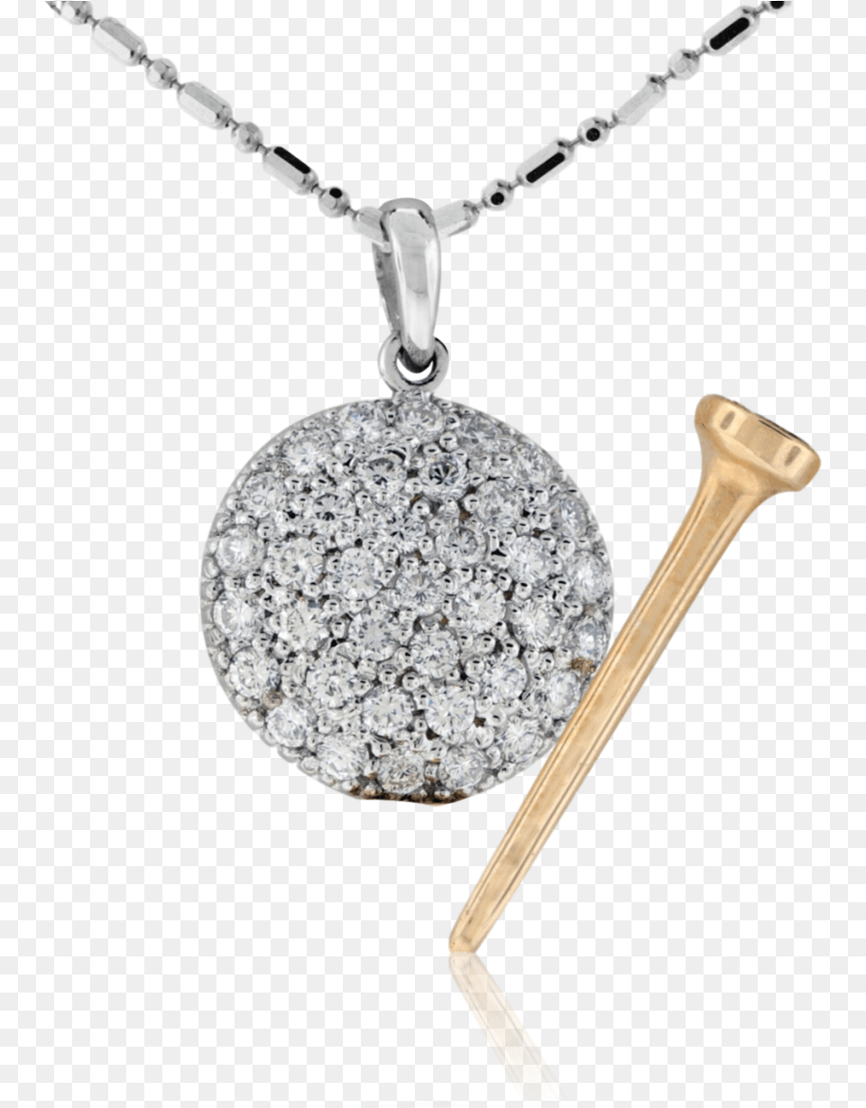 Diamond Golf Ball And Tee Pendant Locket, Accessories, Gemstone, Jewelry, Necklace Free Png