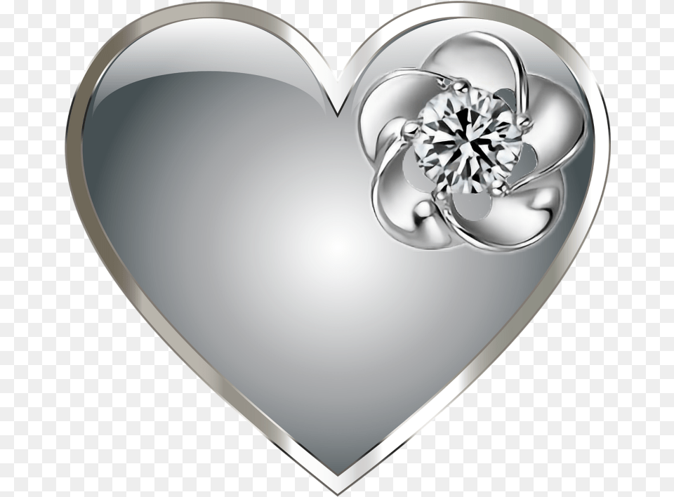 Diamond Heart Silver Heart, Accessories, Gemstone, Jewelry, Platinum Free Png