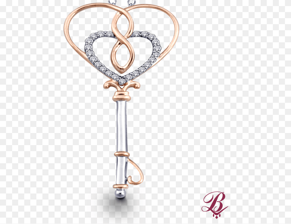 Diamond Infinity Dual Heart And Key Pendant Heart, Accessories, Earring, Jewelry, Necklace Png Image