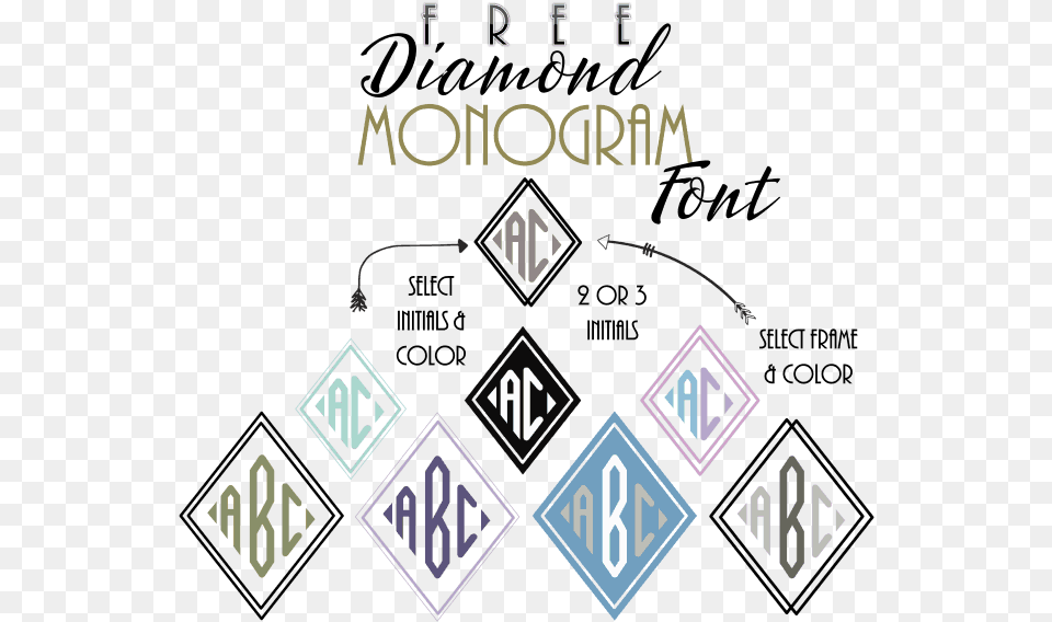 Diamond Monogram Two Initials, Text Png