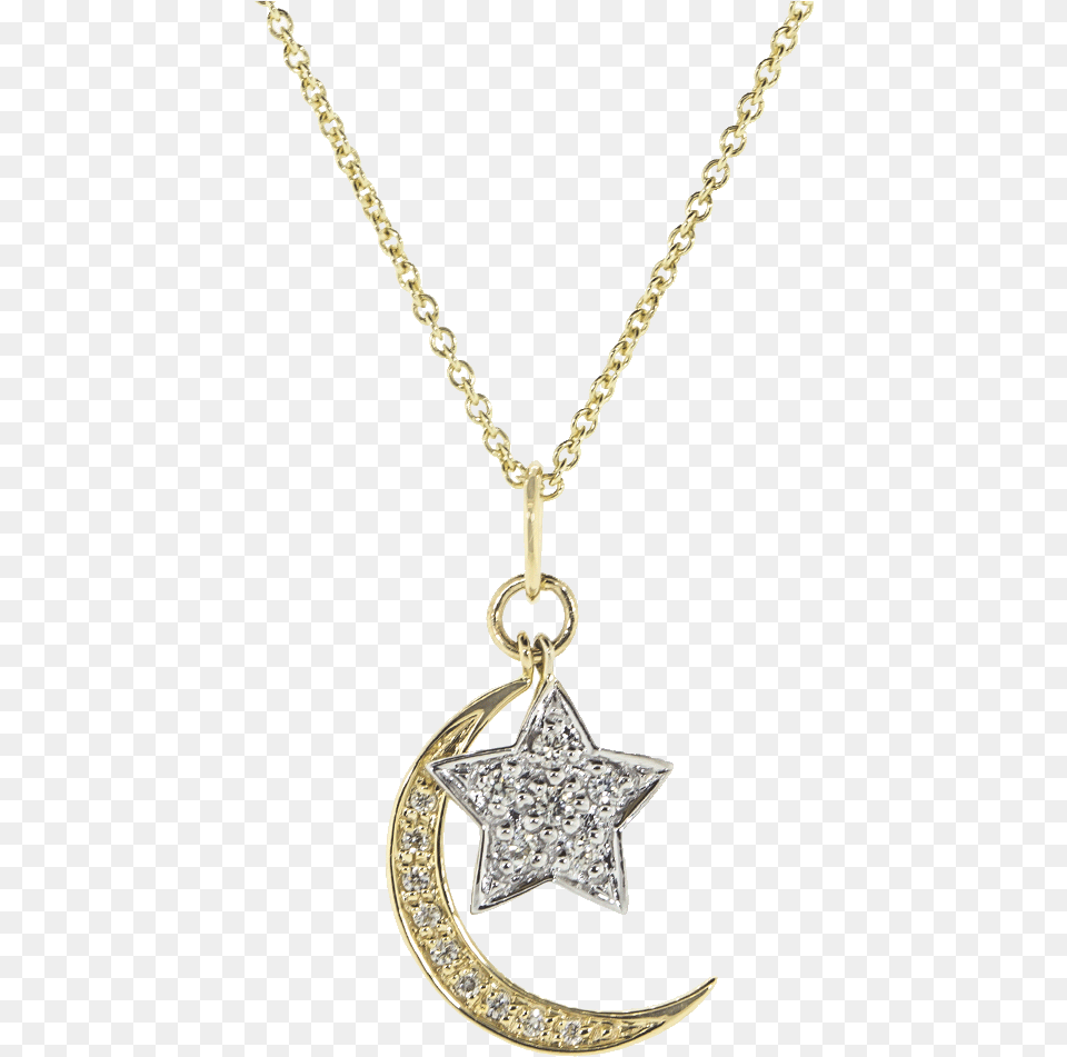 Diamond Moon And Star Necklace Locket, Accessories, Jewelry, Gemstone, Pendant Free Png Download