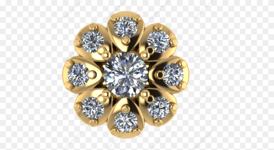Diamond Nose Pin Threaded In 18 K Gold Diamond, Accessories, Brooch, Gemstone, Jewelry Free Png