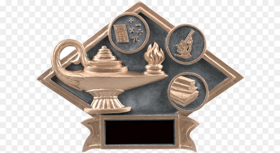 Diamond Plate Lamp Of Knowledge Resin Antique, Bronze, Trophy Png Image