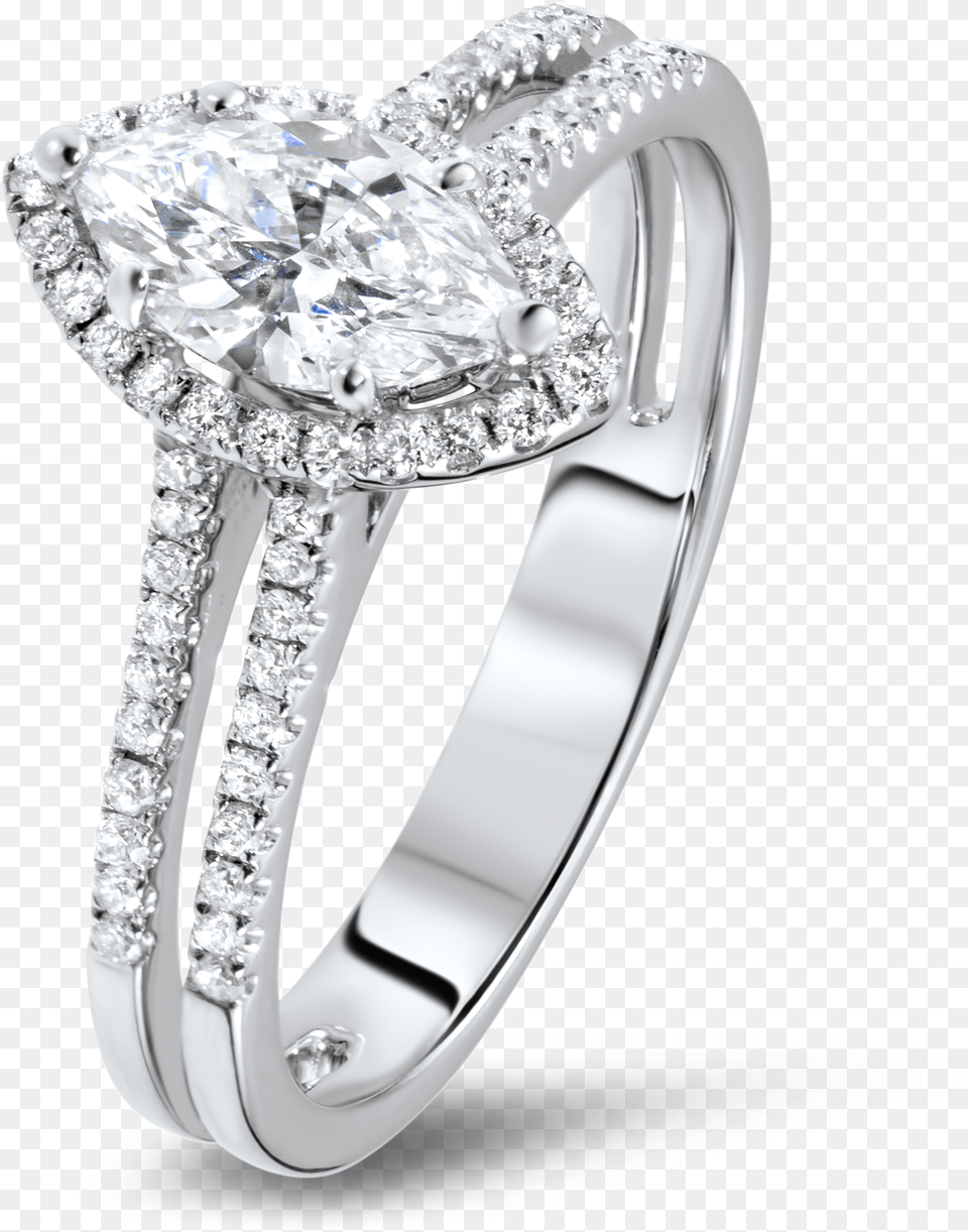 Diamond Ring In 18k White Gold 100 Ct Maruise Shape Diamond 10k White Gold Halo Engagement, Accessories, Gemstone, Jewelry, Platinum Png Image