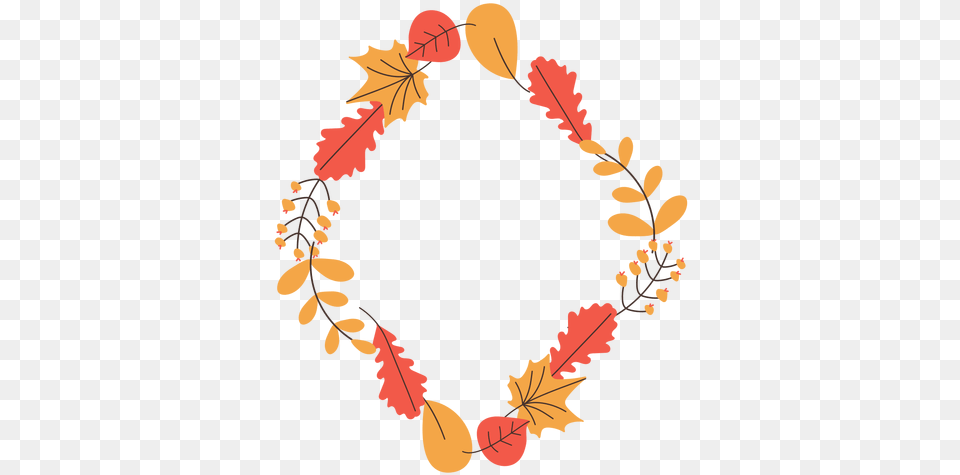 Diamond Shape Autumn Leaves Frame Moldura Outono, Leaf, Plant, Wreath Free Transparent Png