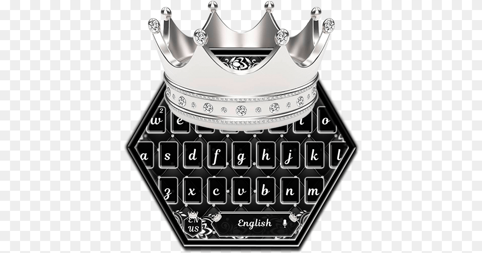 Diamond Silver Crown Keyboard Theme Silver, Accessories, Jewelry, Bottle, Cosmetics Png Image