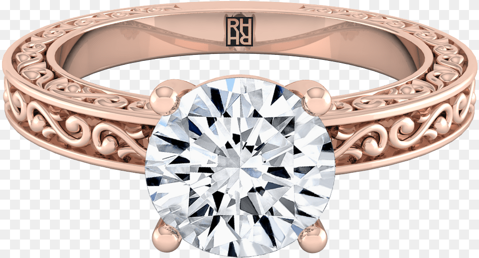 Diamond Solitaire Engagement Ring With Scroll Detail Diamond Cut, Accessories, Gemstone, Jewelry, Necklace Free Png