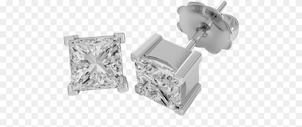 Diamond Stud Earrings In 18ct White Gold With Princess Gold, Accessories, Earring, Gemstone, Jewelry Free Png